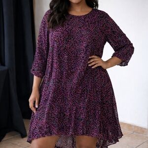 ba&sh Purple Floral High-Low Swing Dress